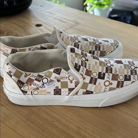 Stylish Brown and White Women's Vans Slip-On Shoes - Picture 2 of 7